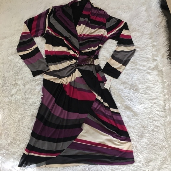 Sharon Max Multicolor long sleeve wrap dress Large - Picture 14 of 15